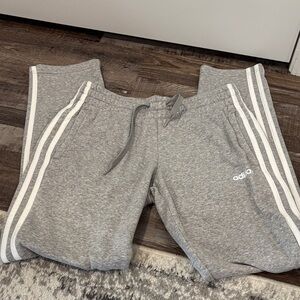 Adidas Kids Gray Joggers with White Stripes